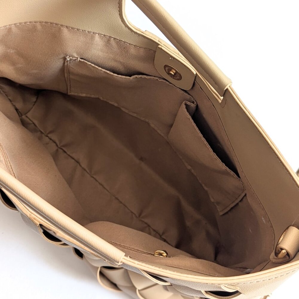 NWT Lulus Dream Weaver Beige Woven Handbag Crossbody Convertible Tote - Picture 10 of 11